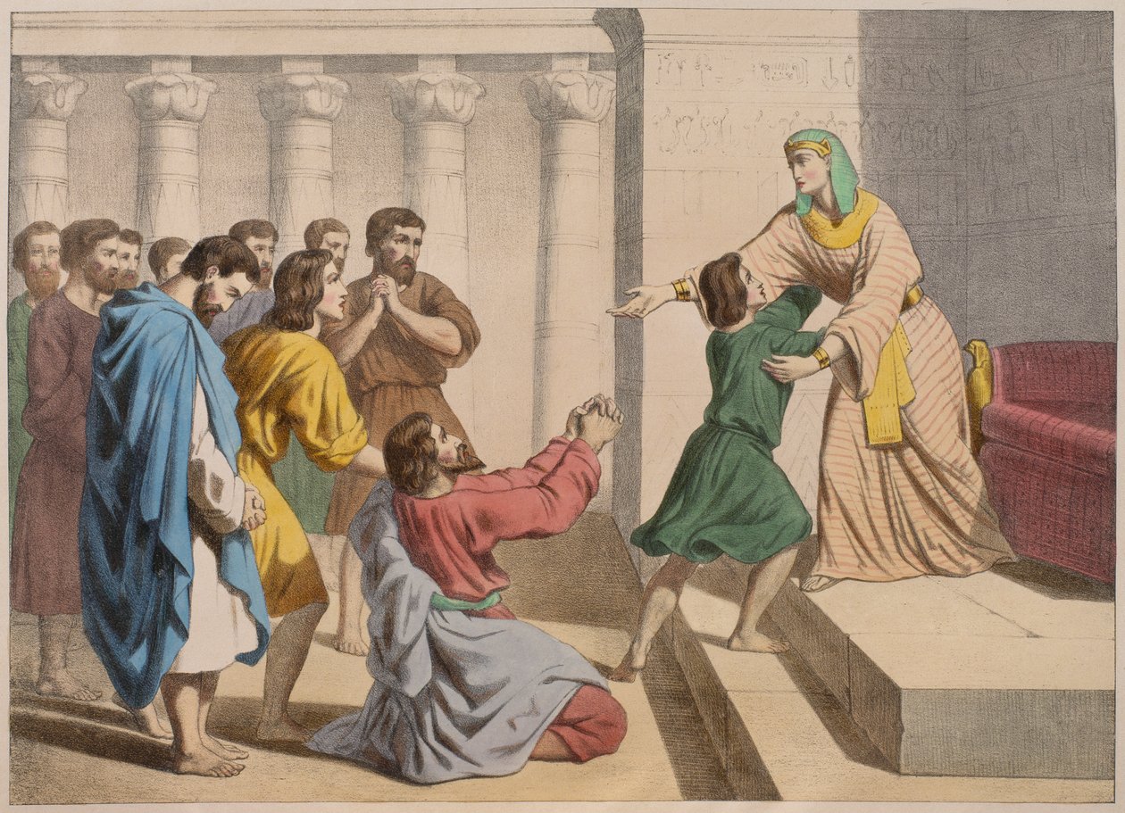 Joseph antaa veljiensä tunnistaa itsensä, esimerkki katekisuksesta LHistoire Sainte, julkaissut Charles Delagrave, Pariisi, 1800-luvun lopulla tekijältä French School