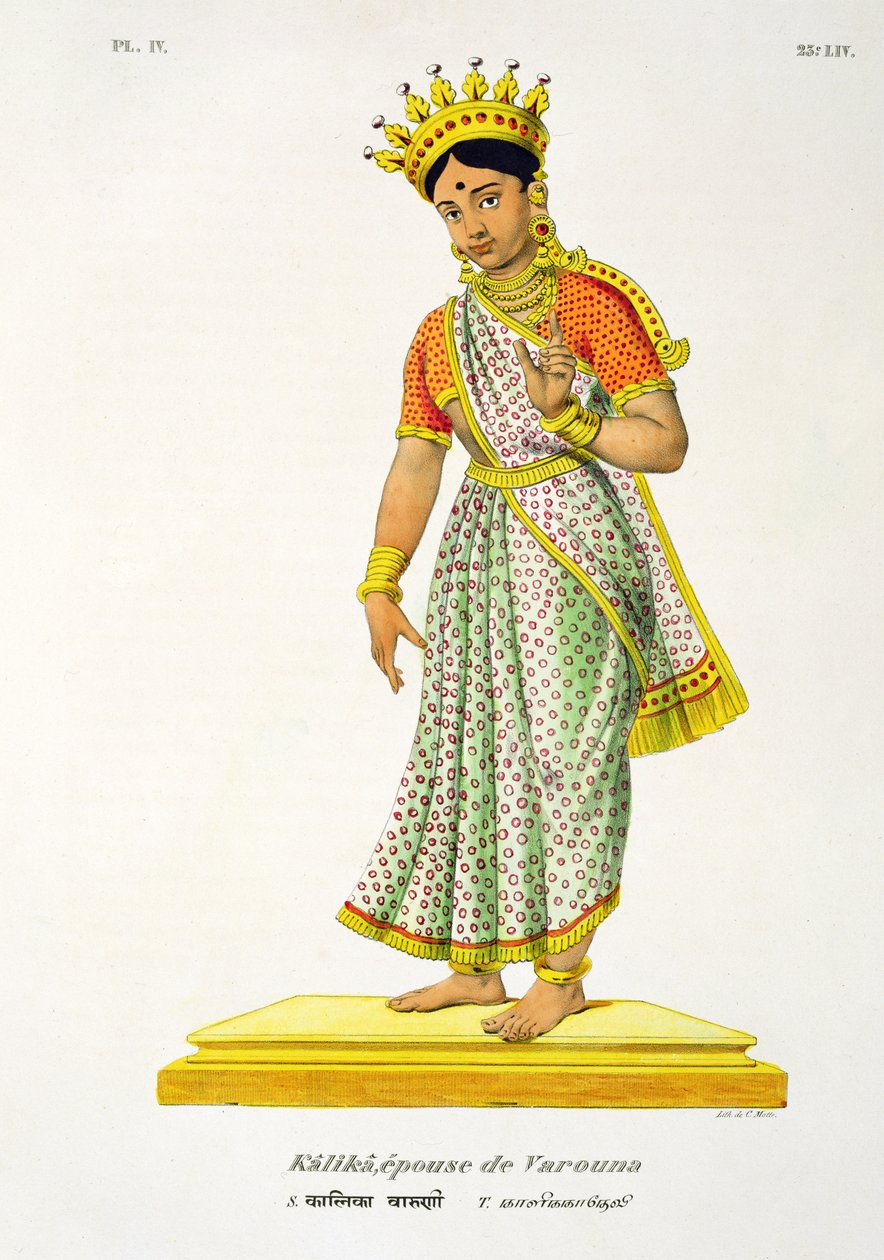 Kalika, Varunan vaimo, kaiverrus C. de Motte (1785-1836) tekijältä French School