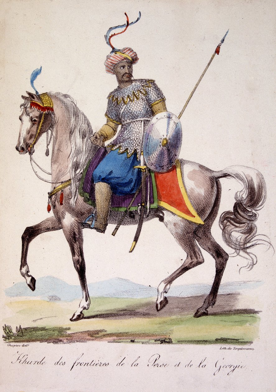 Khurde-soturi Persian ja Georgian rajoilla, deb 1800-luvulla tekijältä French School