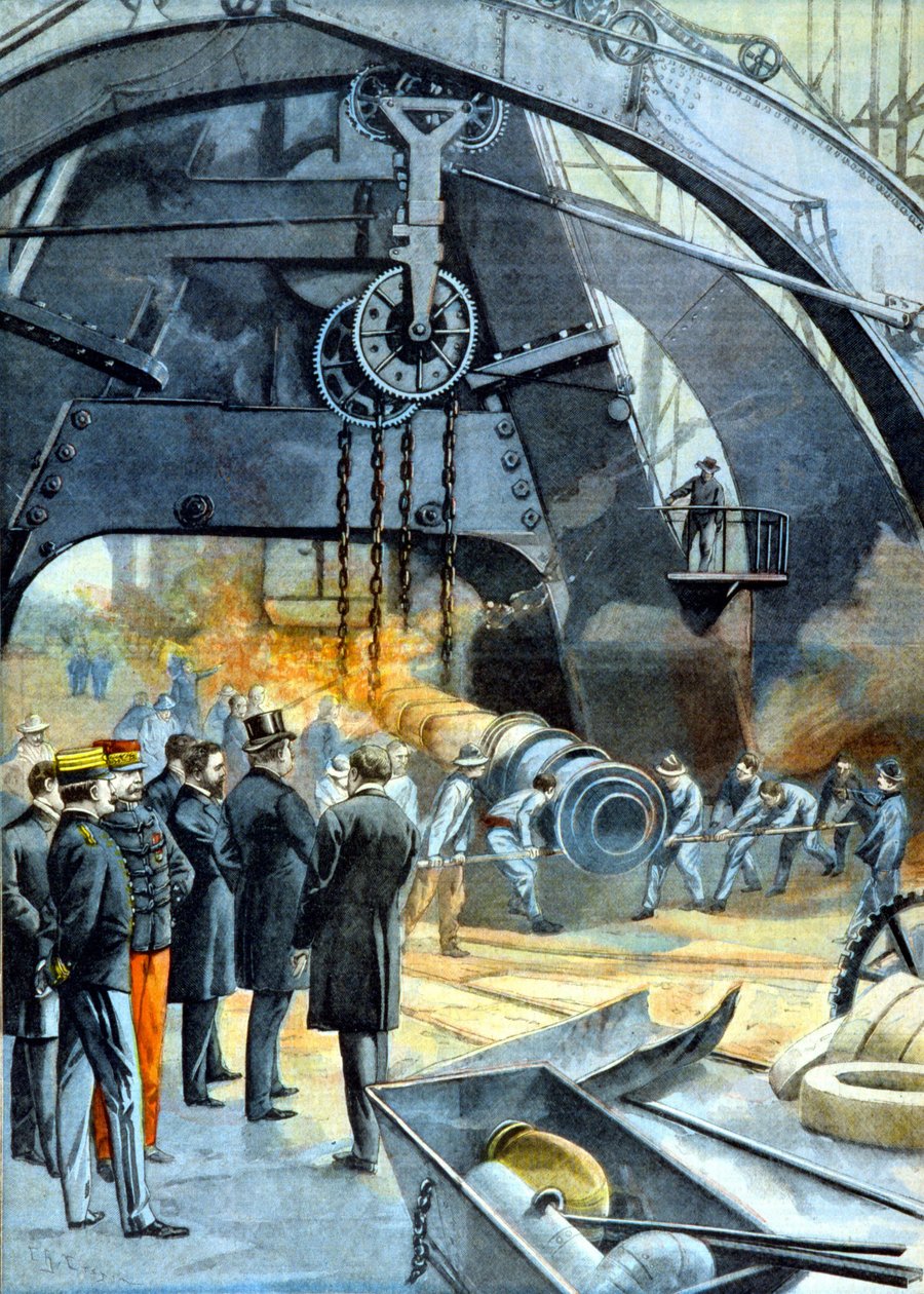 Kuningas Carlos I (Portugalin Kaarle I) Ateliers du Creusotissa "" Le Peute Parisien" -rakennuksessa 26.2.1899 alkaen tekijältä French School
