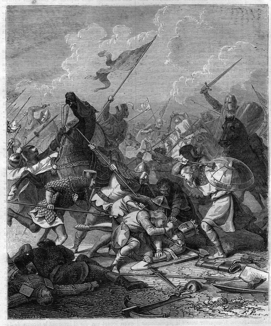 Germanian kuningas Othon I, sanoi Suuri (912-973) hämmästyneenä kapinallisista Roomassa. Maurice Lachatren kaiverrus "Histoire des Papes-Rois-Queen and Empereurs a travers les centuries" tekijältä French School