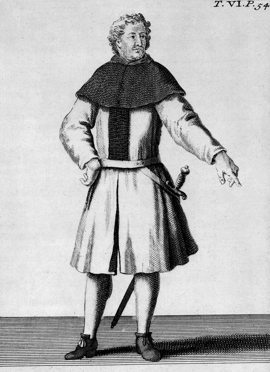Alcantaran ritarikunnan ritari, noin 1300, kuvitus Pierre Helyot