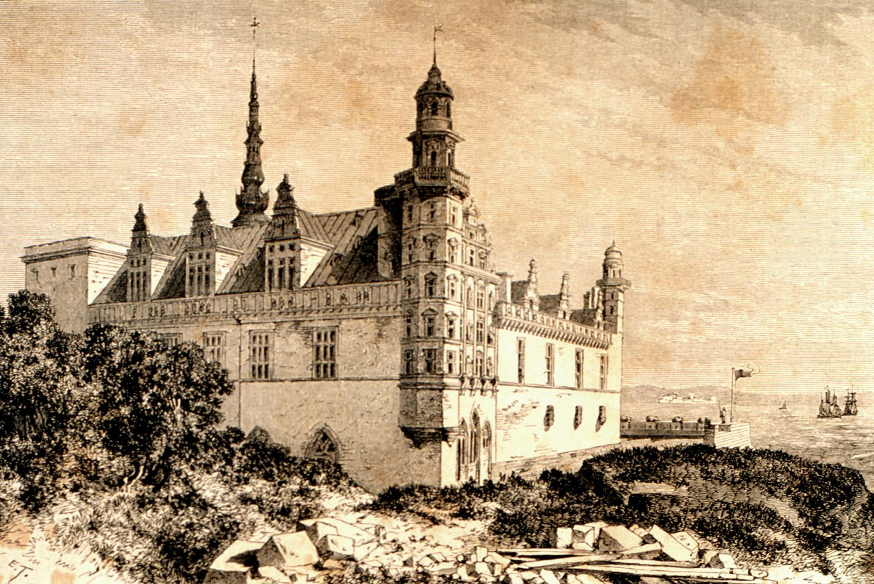Kronborgin linna, Hillerod, Tanska, 1850-luku, `La Tour du Mondesta, julkaistu Pariisissa, 1860-luku tekijältä French School