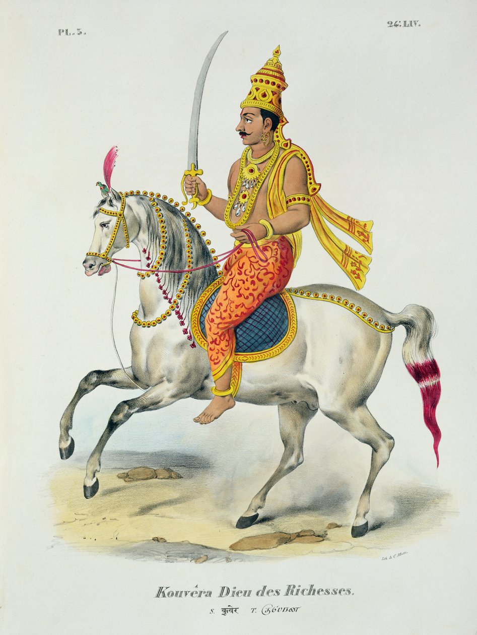 Kubera, varallisuuden jumala, kaiverrus C. de Motte (1785-1836) tekijältä French School