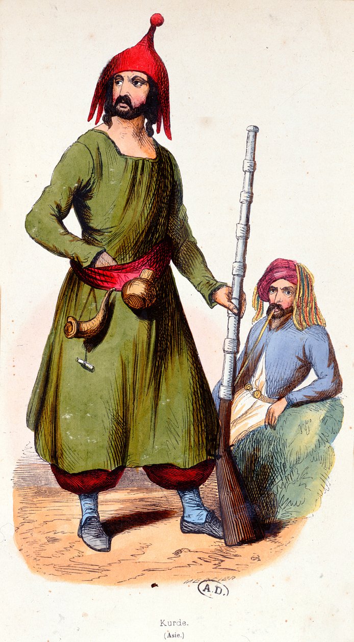 Kurdish Warriors, n. 1840 (värikaiverrus) tekijältä French School