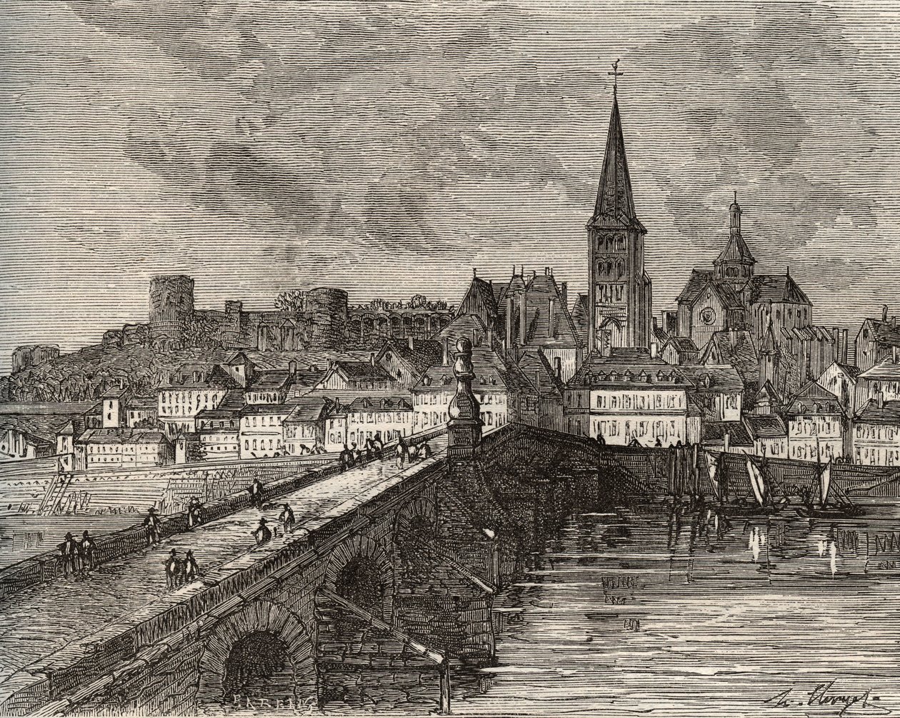 La Charite sur Loire - La Charite-sur-Loire - Nievre, Burgundin alueella - kaiverrus "France illustree: maantiede, historia, tilastohallinto" V.-A. Maltaanruskea. 1884 tekijältä French School