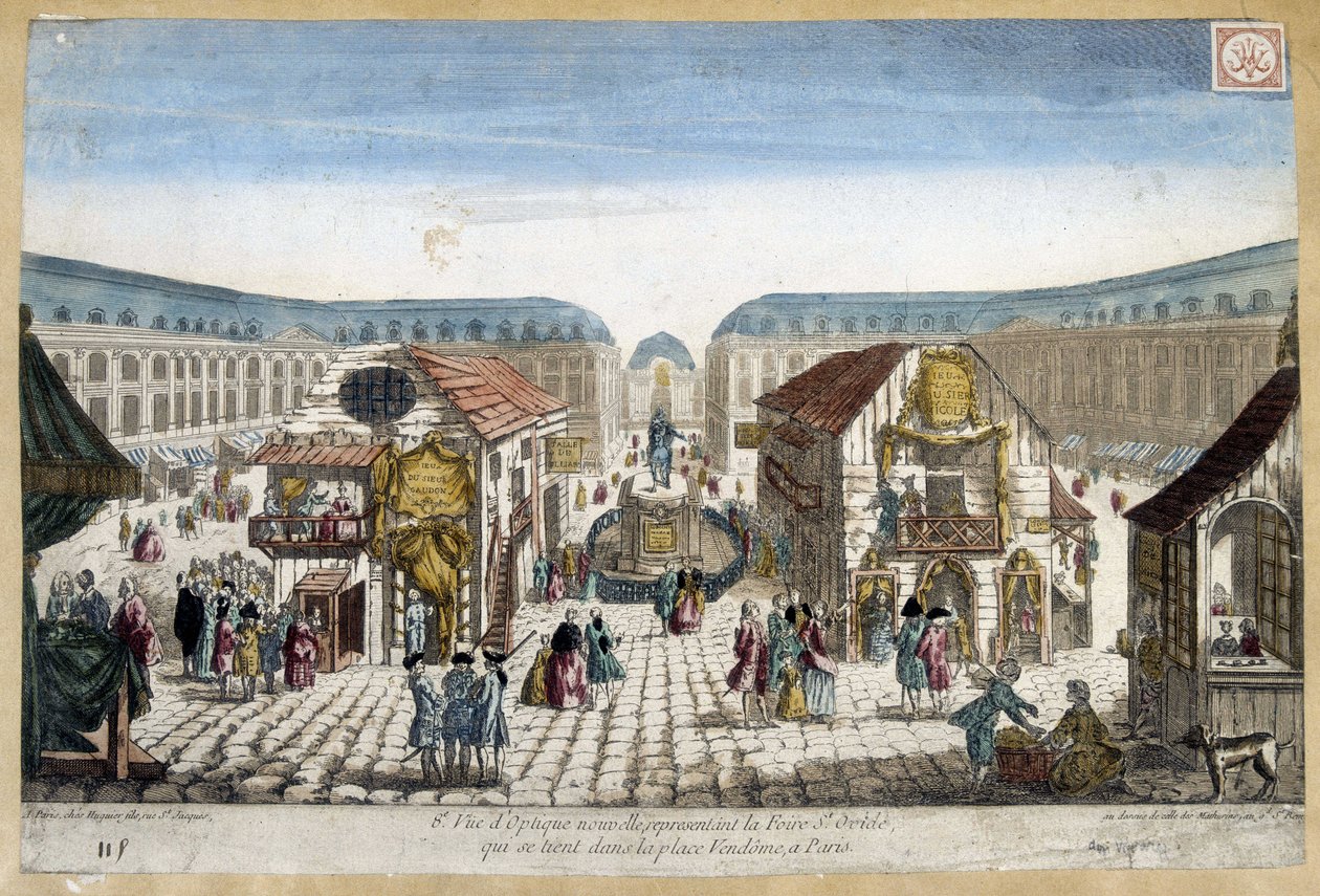 St Ovide -messut, paikka Vendome Pariisissa - kaiverrus tekijältä French School