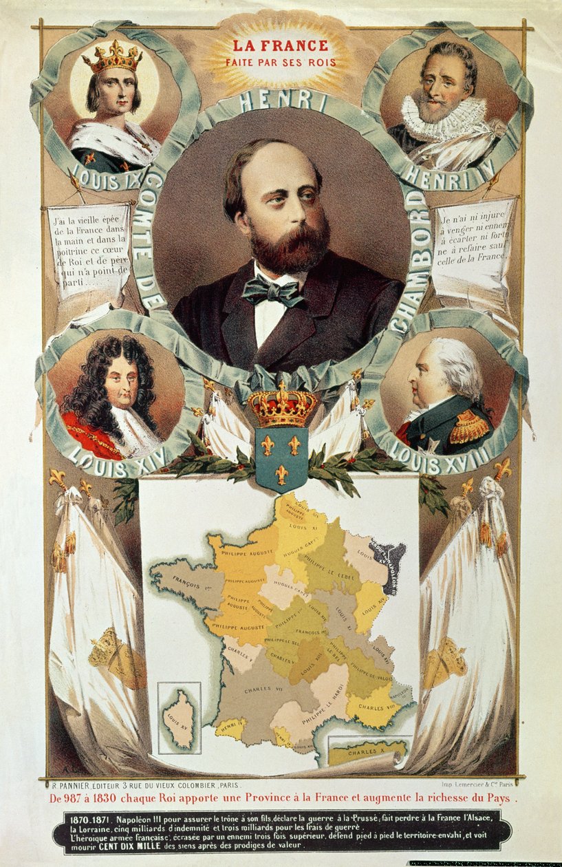 Ranskan teki sen kuninkaat, Henri Charles Ferdinand Marie Dieudonne (1820-83) Chambordin kreivi, vuoden 1870 jälkeen tekijältä French School