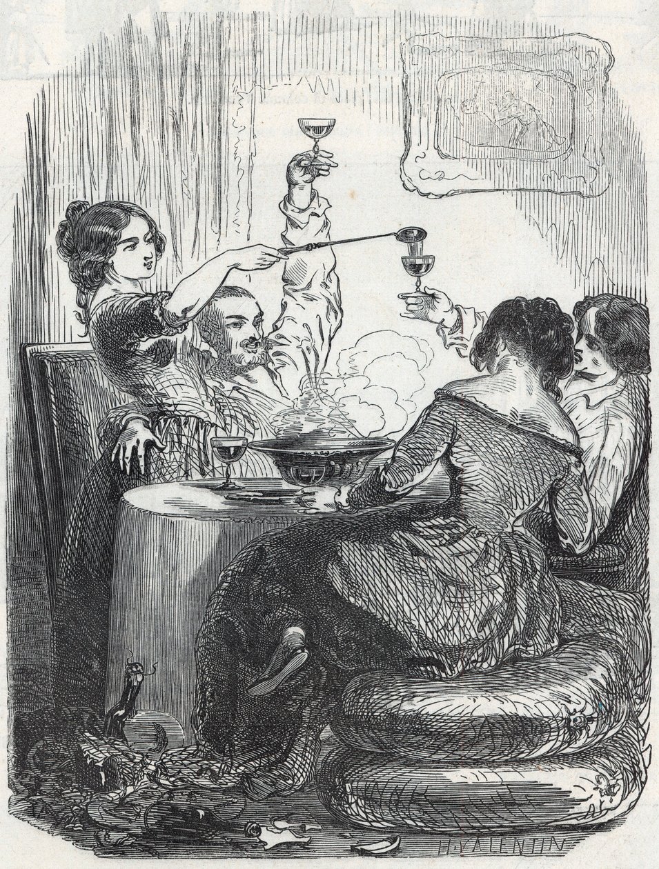 La Maison Doree -ravintola sijaitsee osoitteessa 20, Boulevard des Italians, Pariisin 9. kaupunginosassa – Edmond Texierin kaiverrus Tableau-de-Parisissa 1852 tekijältä French School