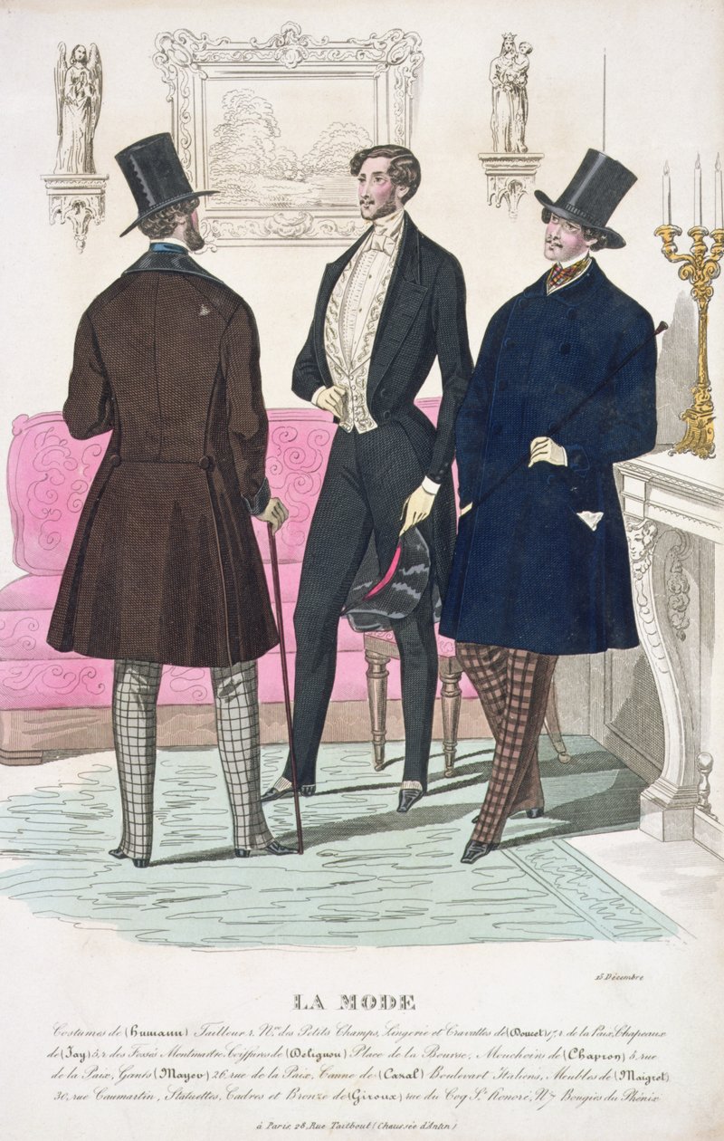 La Mode: Mainos 1800-luvun miesten muotiin tekijältä French School