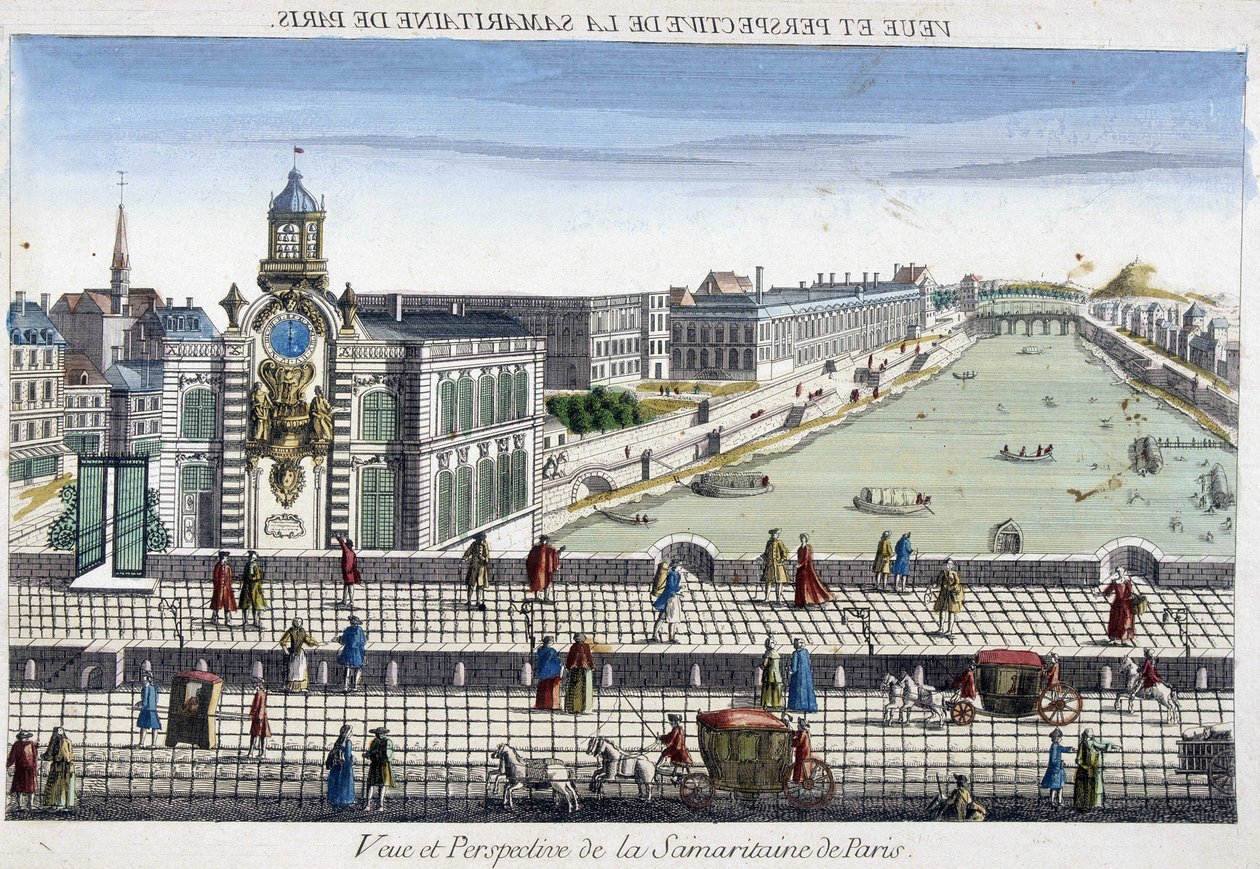 La Samaritaine (vesipumppu) Pont Neufilla Pariisissa - optinen näkymä tekijältä French School