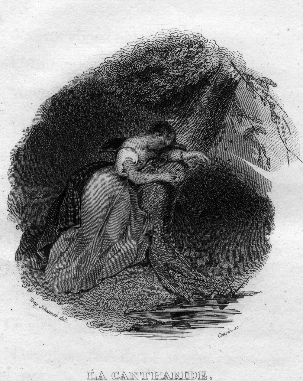 Ranskalaisen runoilijan ja lauluntekijän Pierre Jean de Berangerin (1780-1857) La cantharid Chanson de Beranger teoksessa "Oeuvres valmistuu" (1834). tekijältä French School