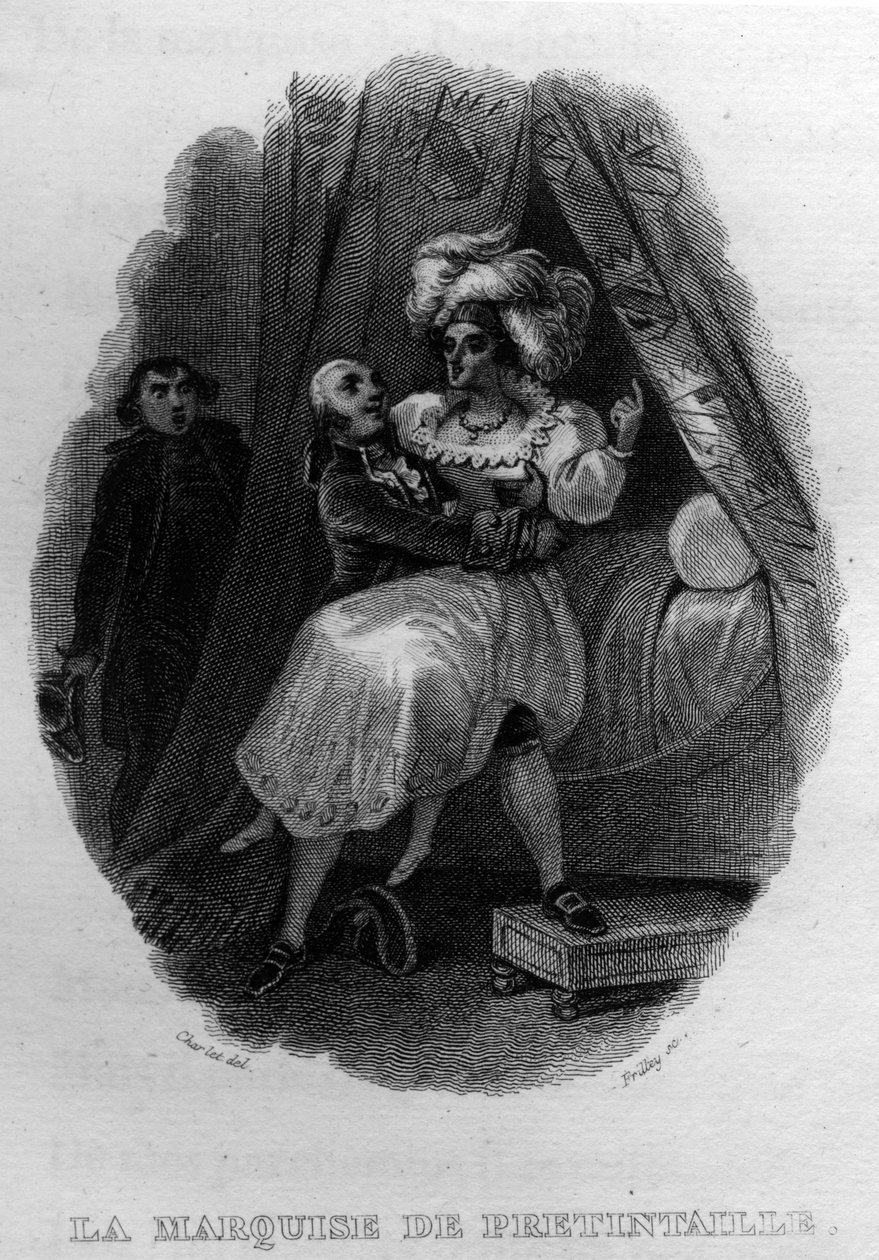 La marquise de pretintaille Chanson de Beranger teoksessa "" Oeuvres valmistuu"" (1834), Pierre Jean de Beranger (1780-1857), ranskalainen runoilija ja lauluntekijä. tekijältä French School