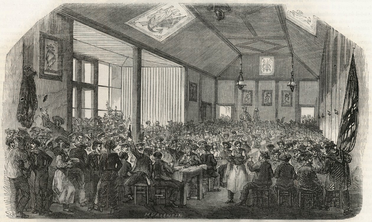 Venemiesten taverna Bercyssä 1800-luvulla - Edmond Texierin kaiverrus Tableau-de-Parisissa 1852 tekijältä French School