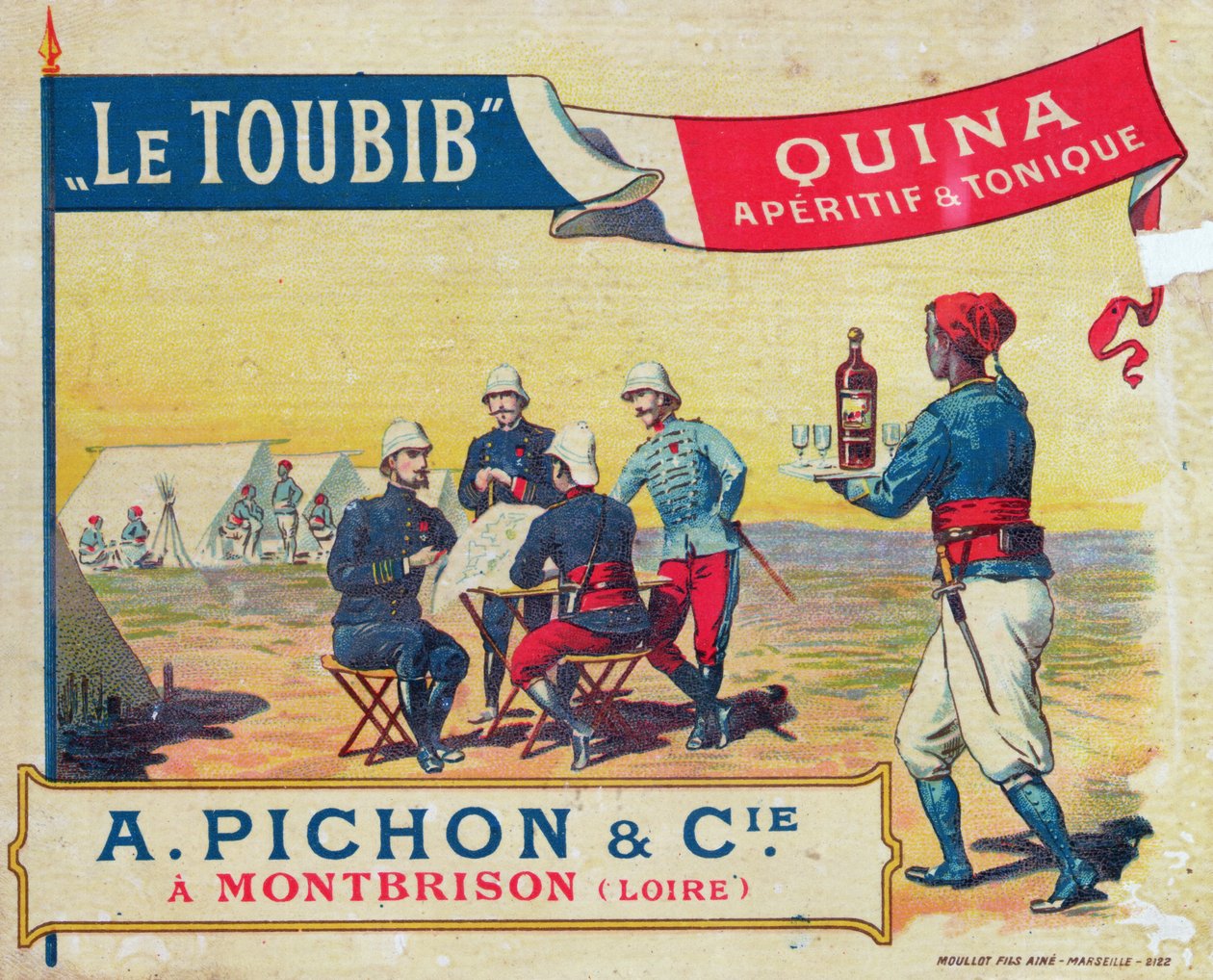 Le Toubib Aperitiivin ja Tonic-viinin etiketti, 1800-luvun loppu tekijältä French School