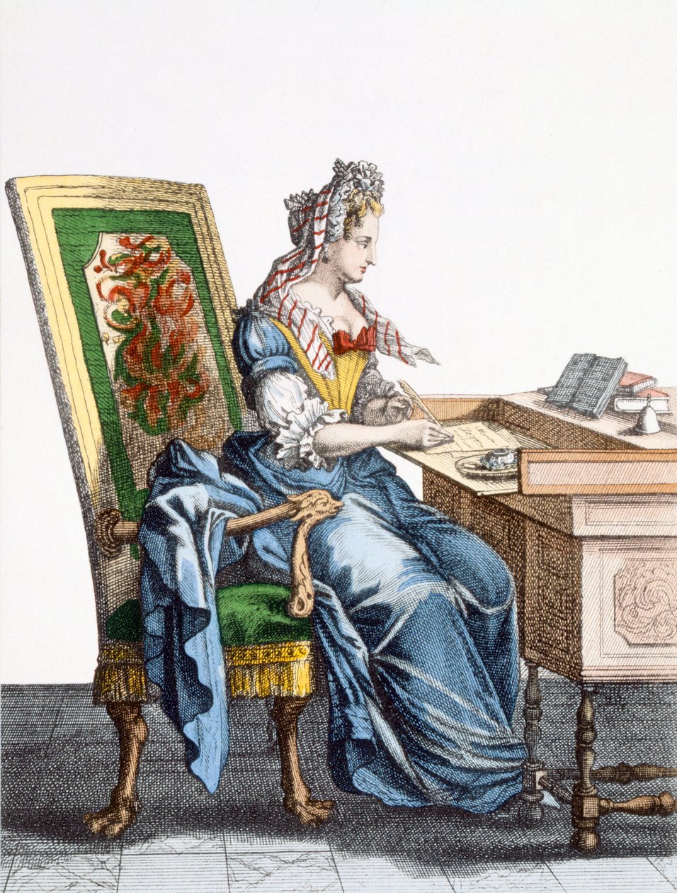 Lady at Writing Desk 88: Nainen maksaa laskut kirjoituspöytänsä ääressä; tekijältä French School