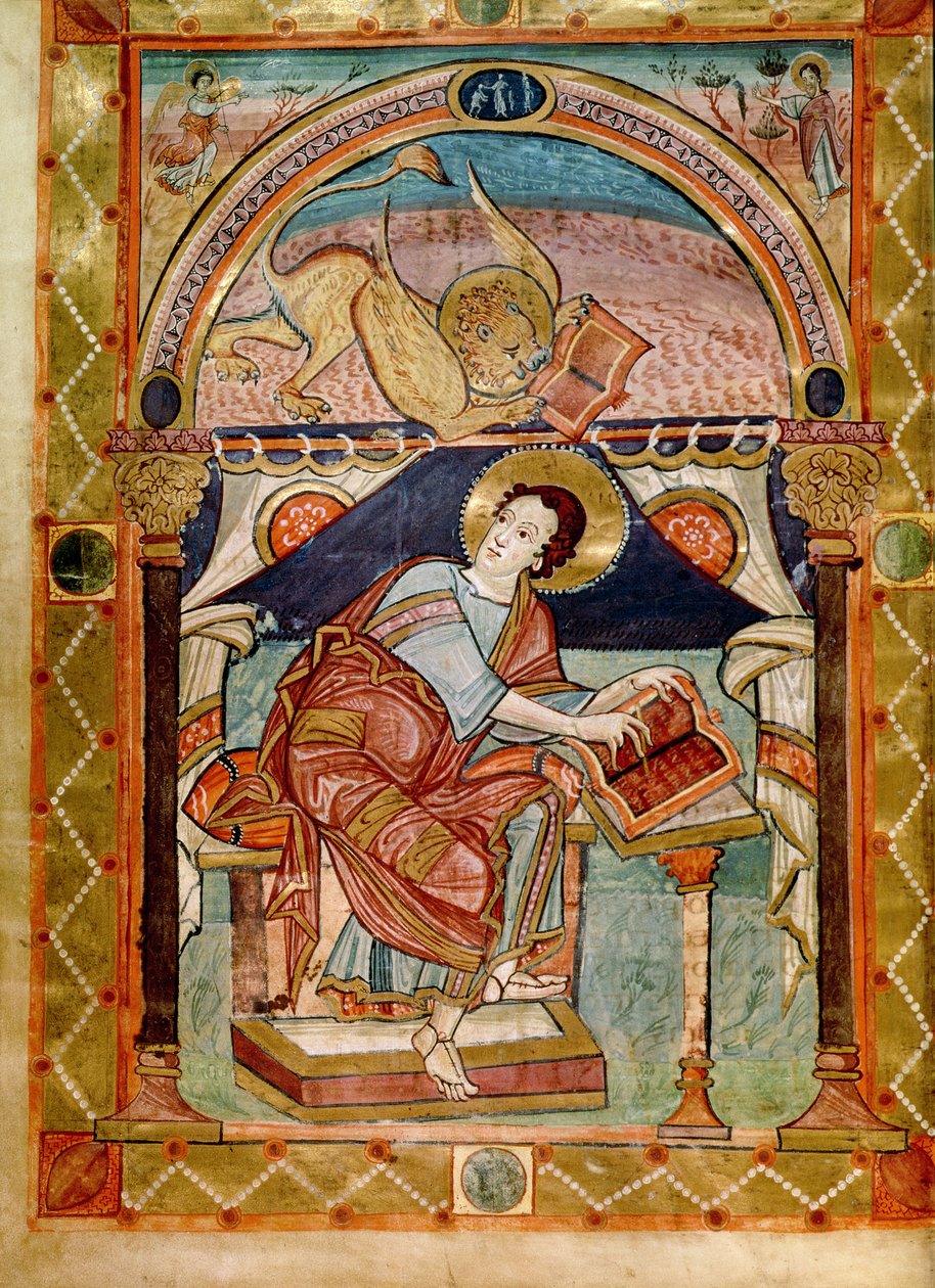 Lat 8850 f.81v St. Mark, ranska, Charlemagnen hovikoulusta tekijältä French School