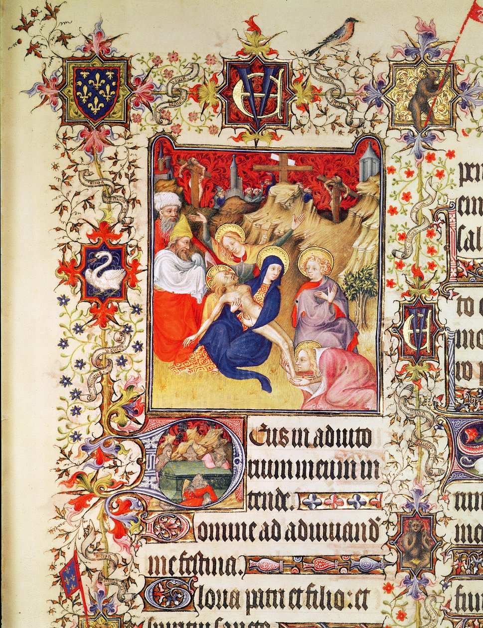 Lat 919 f.77 The Deposition of Christ, Grandes Heures de Duc de Berry, 1409 tekijältä French School