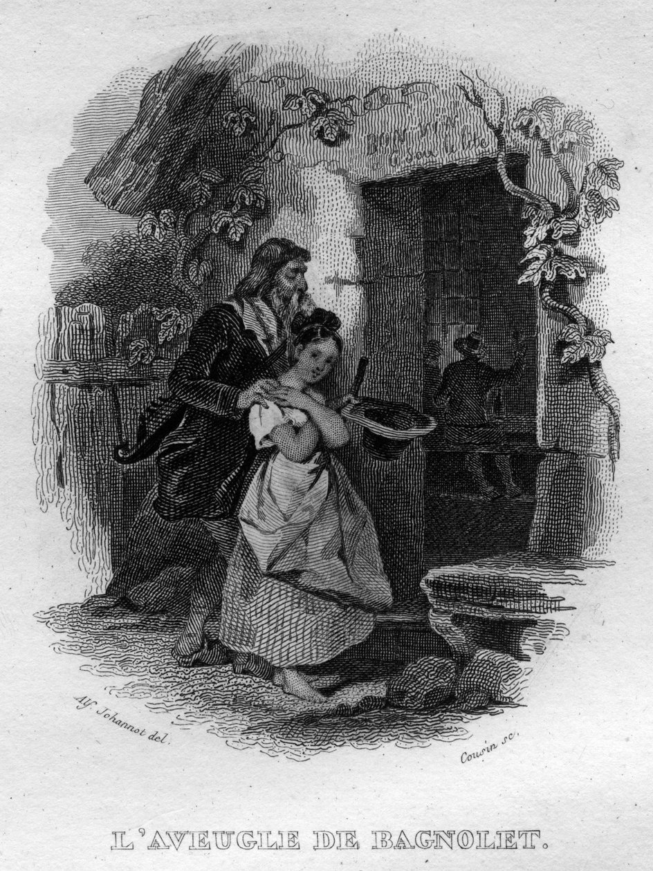 Bagnolet Chanson de Berangerin sokea mies Pierre Jean de Berangerin (1780-1857), ranskalaisen runoilijan ja lauluntekijän teoksessa "Oeuvres valmistuu" (1834). tekijältä French School