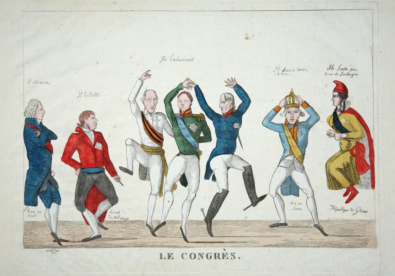 Le Congres, pubi. 1814 (käsinvärinen kaiverrus) tekijältä French School