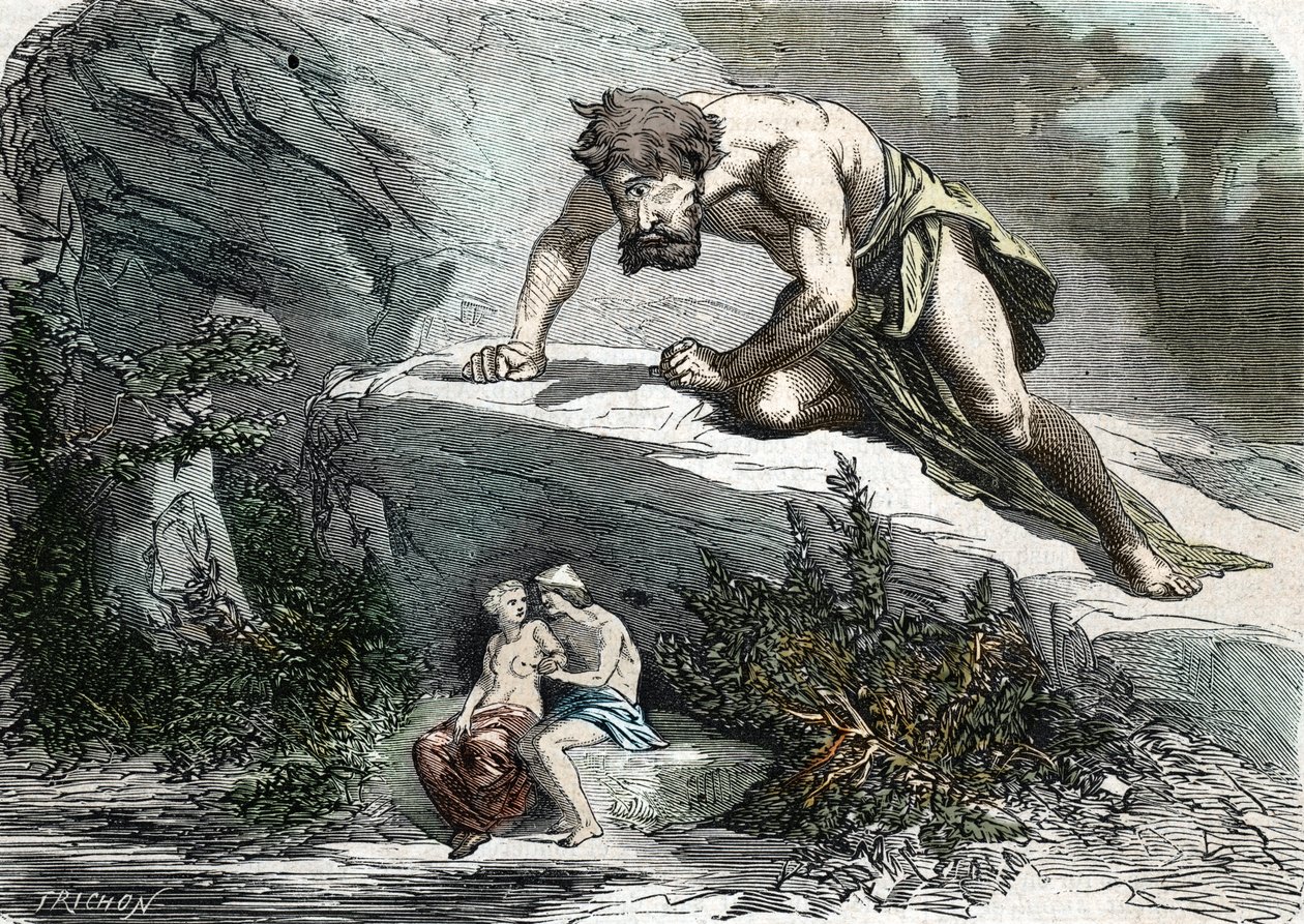 "Le Cyclops Polypheme yllättävä Galatee et Acis" (kaiverrus) 1864 tekijältä French School