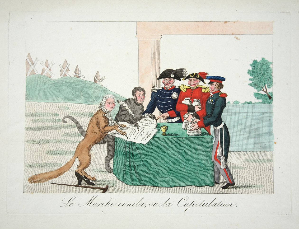 Le Marche päätti, eli antautuminen, pub. 1814 (käsinvärinen kaiverrus) tekijältä French School