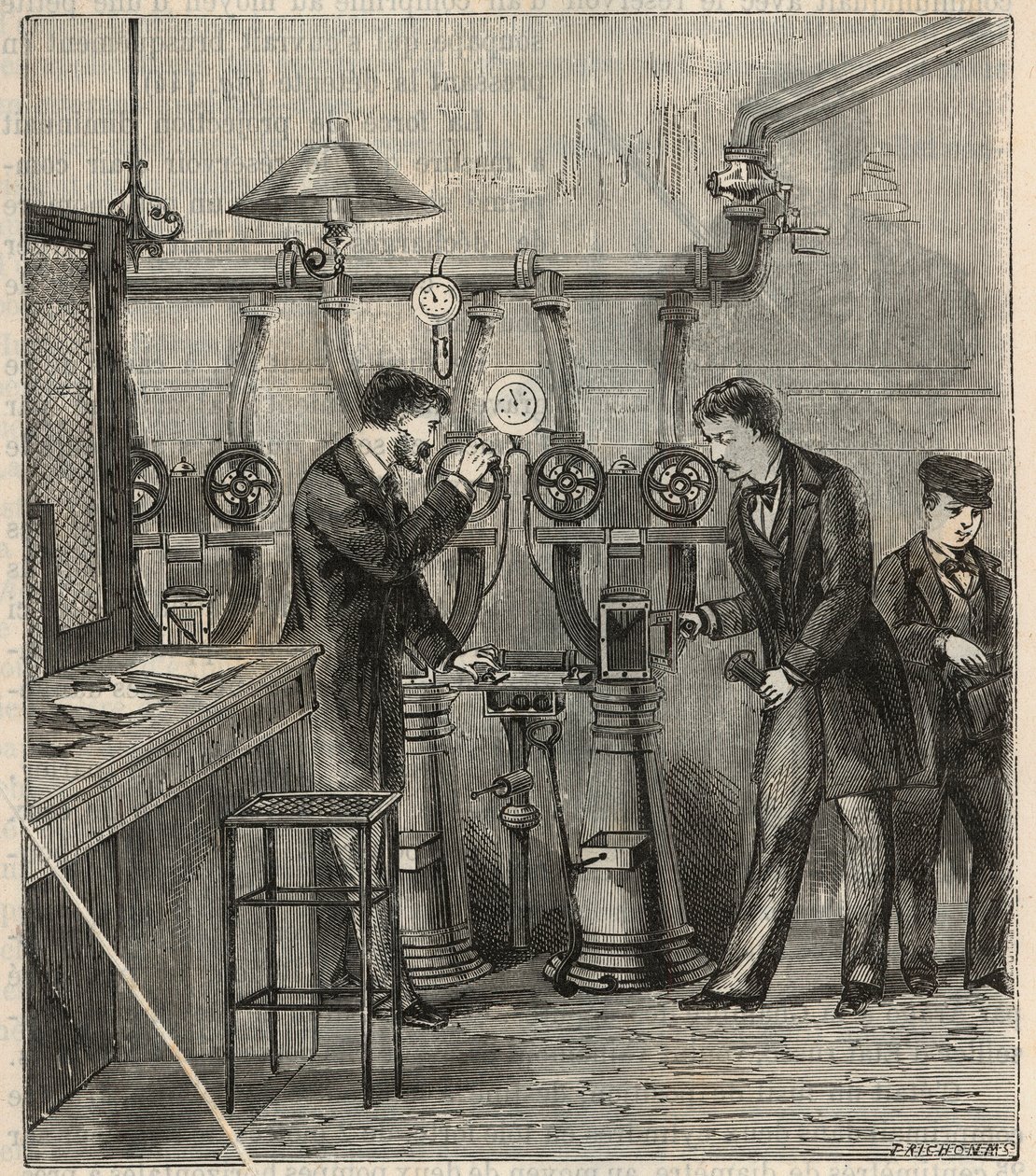 Pneumaattinen posti Pariisissa - Pneumaattinen posti tai pneumaattinen posti Pariisissa - Kaiverrus "" Sciences mise à la range de tous - physics et chimie populaires"" kirjoittaja Alexis Clerc - 1800-luvun loppu - Yksityinen kokoelma tekijältä French School