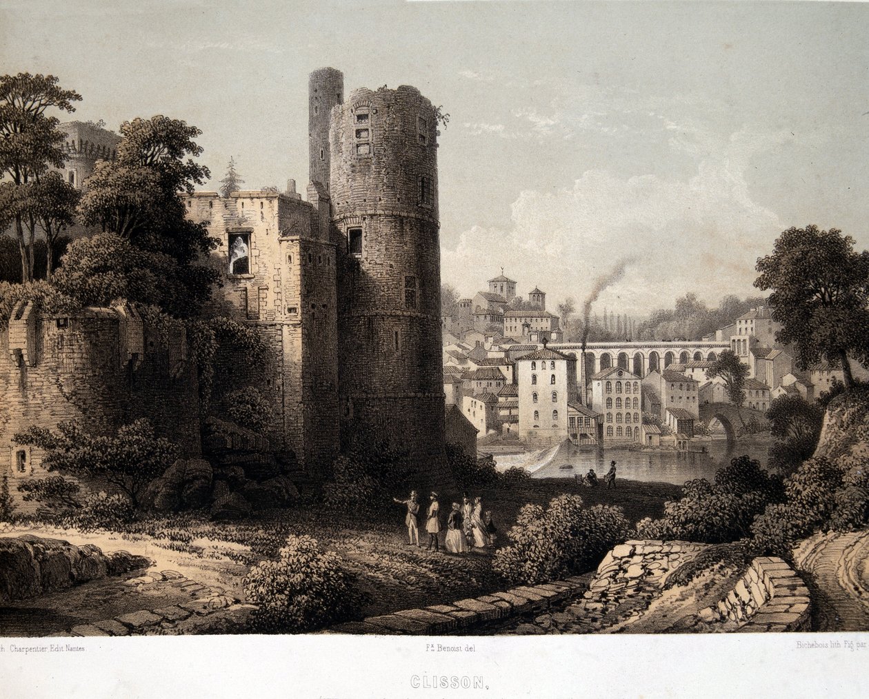 Clisson Castle - Litografia tekijältä French School