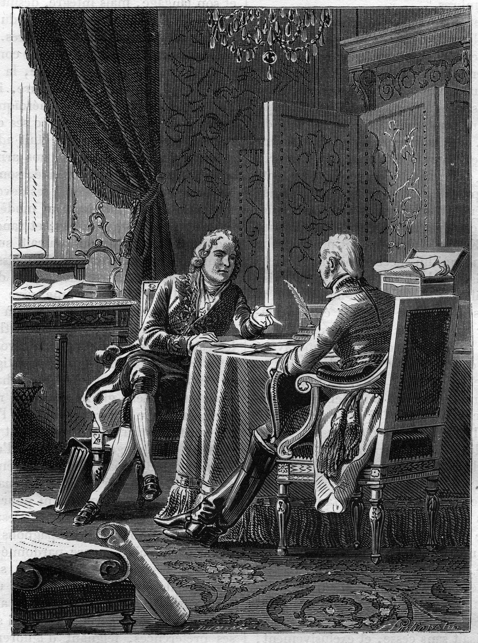 Luento Itävallan edustajan Saint Julienin kreivin (Saint-Julien) ja Talleyrand Perigordin (Talleyrand-Perigord) Charles Mauricen välillä tekijältä French School
