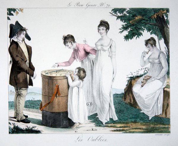 "Les Oublies", levy 79 "le Bon Genre", 1800-luvun alku (värikaiverrus) tekijältä French School