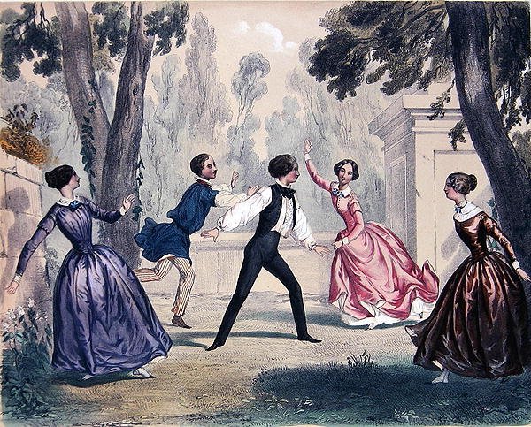 "Les Quatre Coins", n. 1830-1840 (väri litho) tekijältä French School