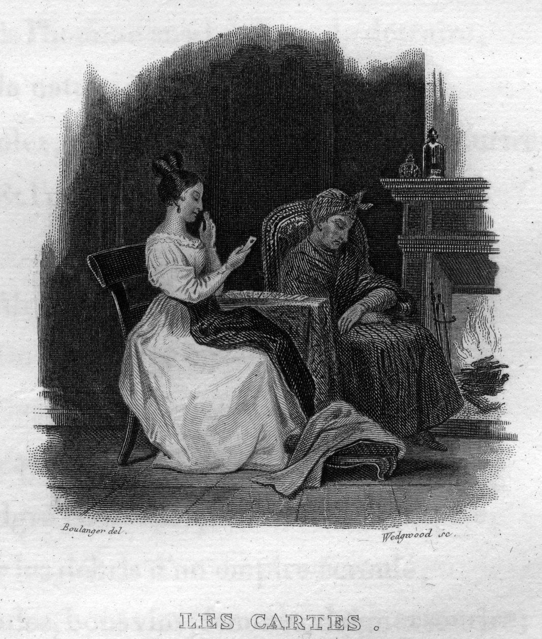Ranskalaisen runoilijan ja lauluntekijän Pierre Jean de Berangerin (1780-1857) Chanson de Beranger -kortit teoksessa "Oeuvres completes" (1834). tekijältä French School