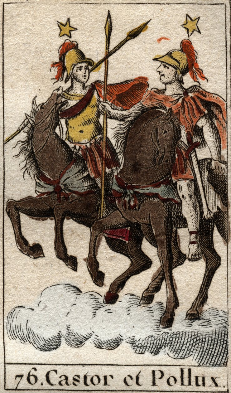 Dioscures Castor ja Pollux (Castor ja Pollux the Dioscuri (Dioskouroi) Pierre Blanchardin "Nuoruuden mytologiasta" tekijältä French School