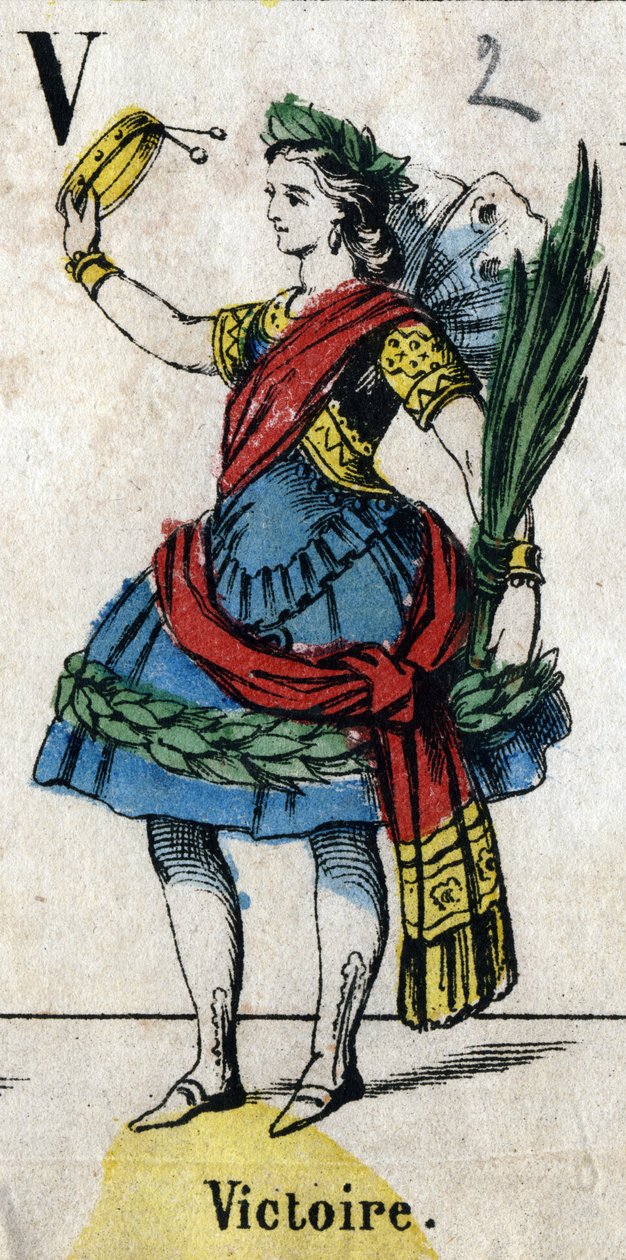V-kirjain: Victoir-kaiverrus "Alphabet Masquerade". Uusi Epinal kuvantaminen. Painatus-litografia Pinot et Sagaire, toimittajat, Epinal, 1800-luvun toinen puoli. Kilpi Ná 491, jossa 25 valaistua kirjainta. Mitat: 40,5 x 28 cm tekijältä French School