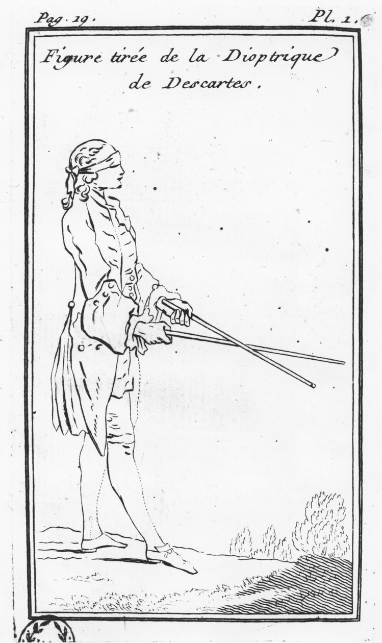 Kirje sokeille, kuvitus teoksesta "La Dioptrique", Descartes (kaiverrus) tekijältä French School