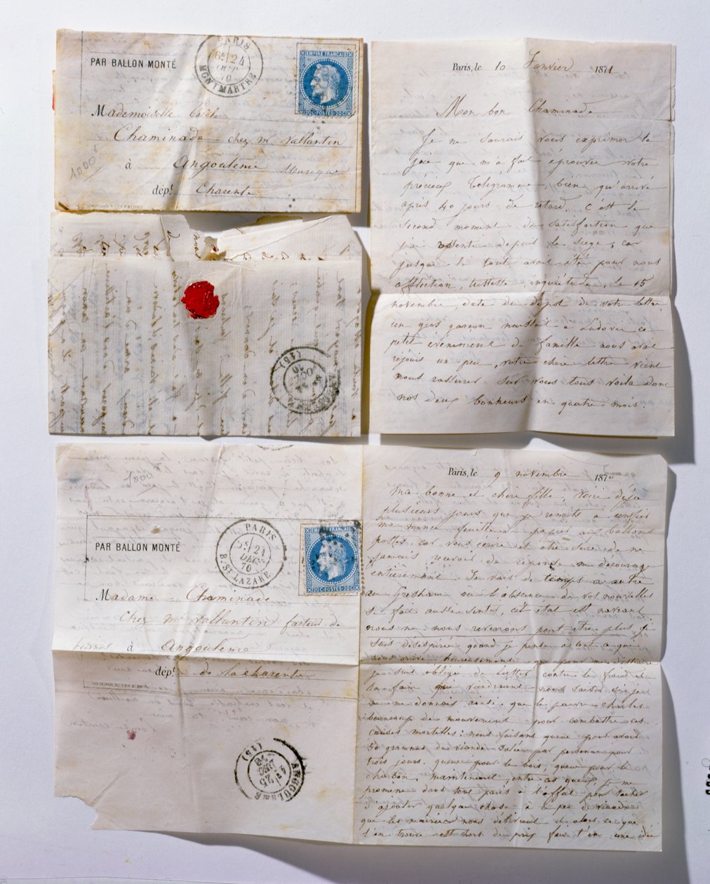 Ilmapallolla Pariisiin lähetetyt kirjeet vuoden 1871 piirityksen aikana tekijältä French School