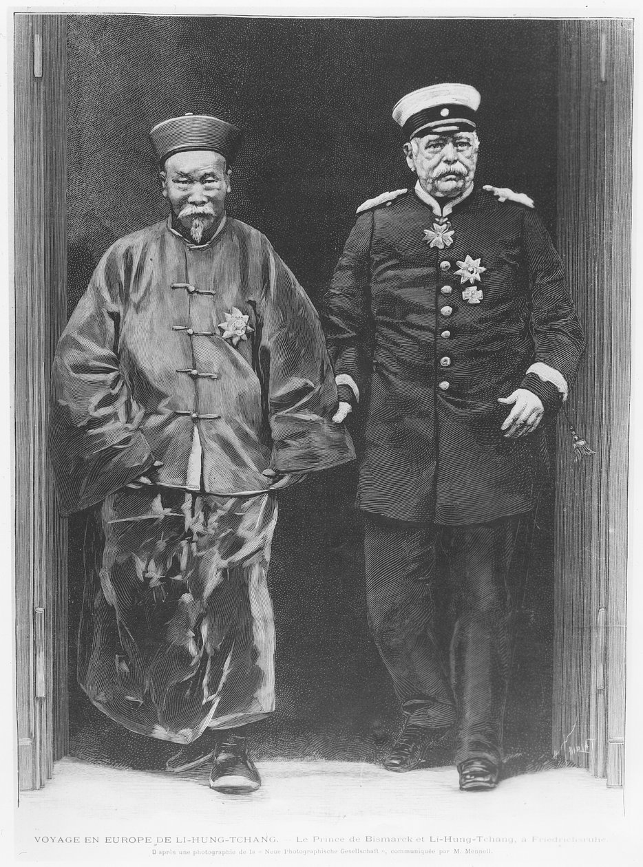 Li-Hung-Tchang Euroopan kiertueella vuonna 1896 Otto von Bismarckin kanssa tekijältä French School
