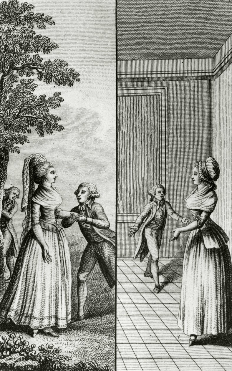 Libertinage - teoksessa "Ranskan tasavallan naisen päivä päivältä", Restif de La Bretonne (1734-1806), Geneve 1791-1794. tekijältä French School
