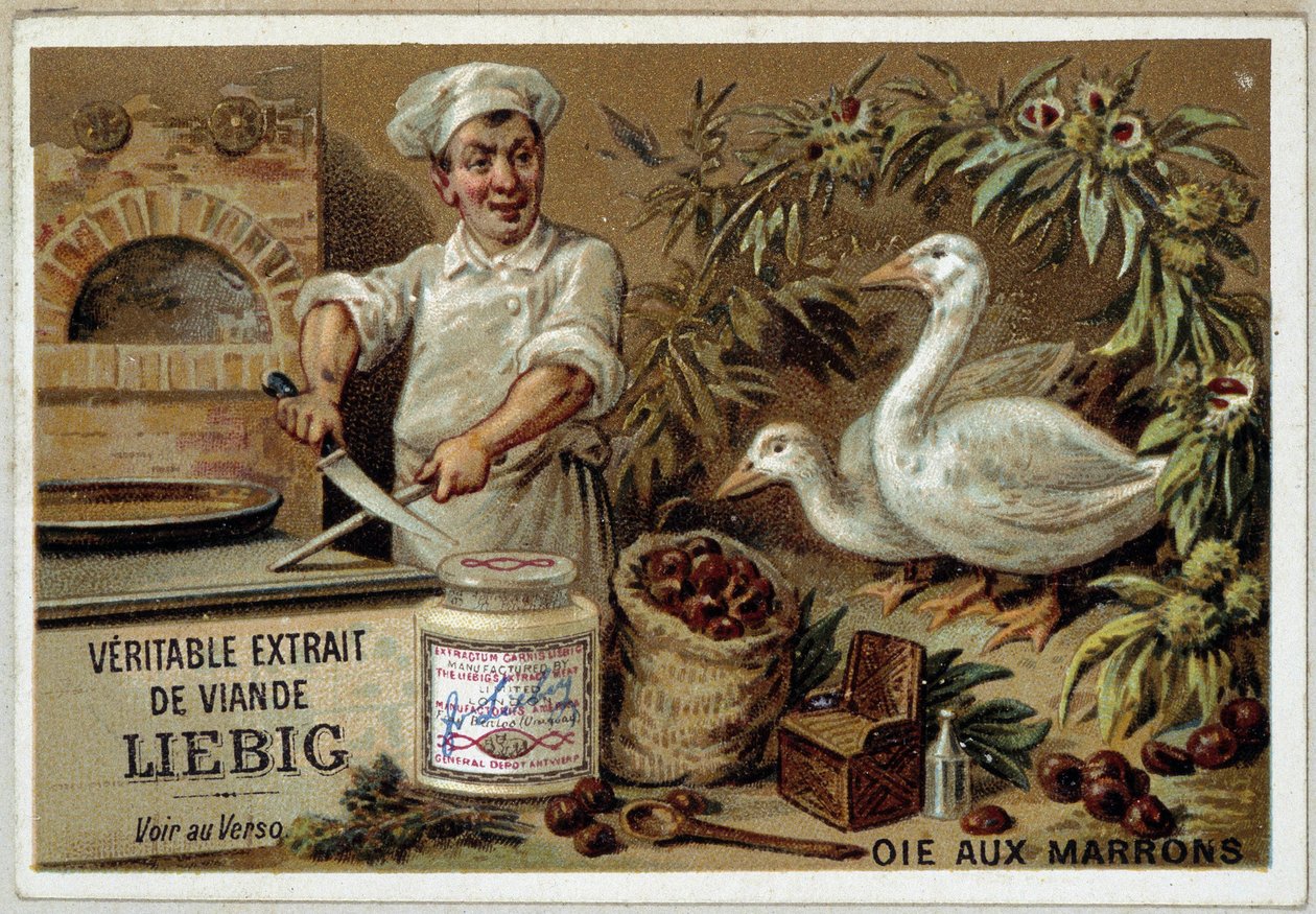 Liébig-reseptit: hanhi kastanjoilla - kromo. Liebig tekijältä French School