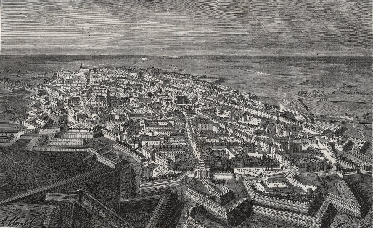 Lillen kaupunki Pohjois-Ranskassa - kaiverrus "La France illustree: geographie, histoire, Administration statistique" kirjoittaja V.A. Maltaanruskea. 1884 tekijältä French School
