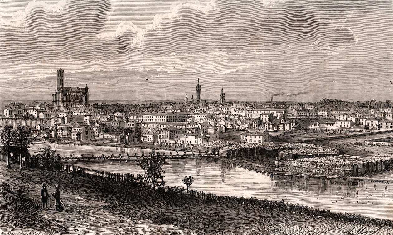 Limoges - Haute-Vienne - kaiverrus "La France illustree: maantiede, historia, tilastohallinto" V.A. Maltaanruskea. 1884 tekijältä French School