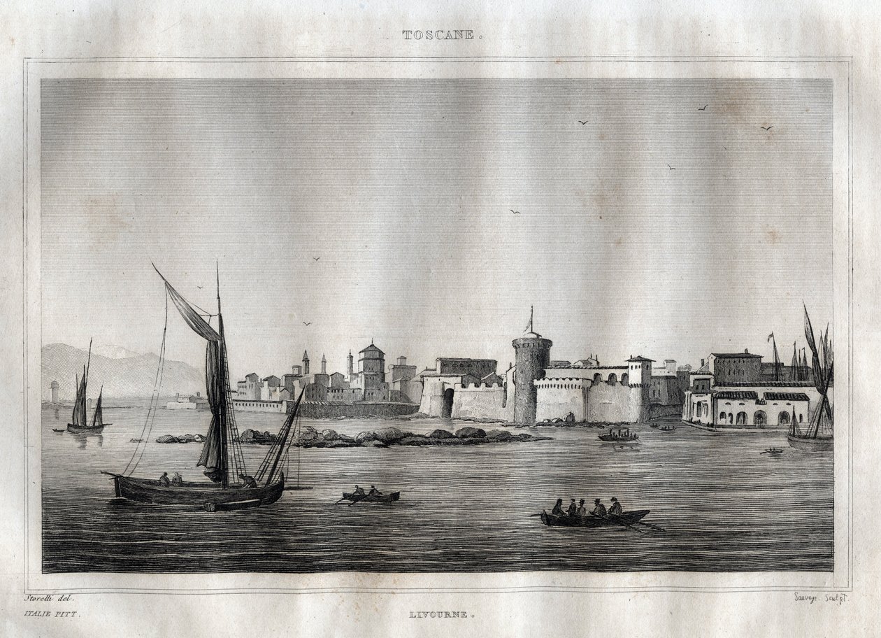 Livorno - Livorno - Toscana - Kaiverrus "" Maalauksellisesta Italiasta"", M. de Norvins, Ch. Nodier 1834-1836. tekijältä French School