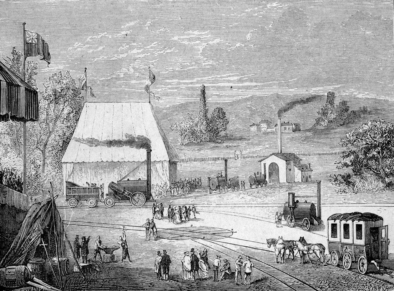 Veturikilpailut pidettiin Liverpoolissa lokakuussa 1829 - "" Album of Sciencessä; maineikkaat tutkijat; Suuria löytöjä””” 1896. tekijältä French School