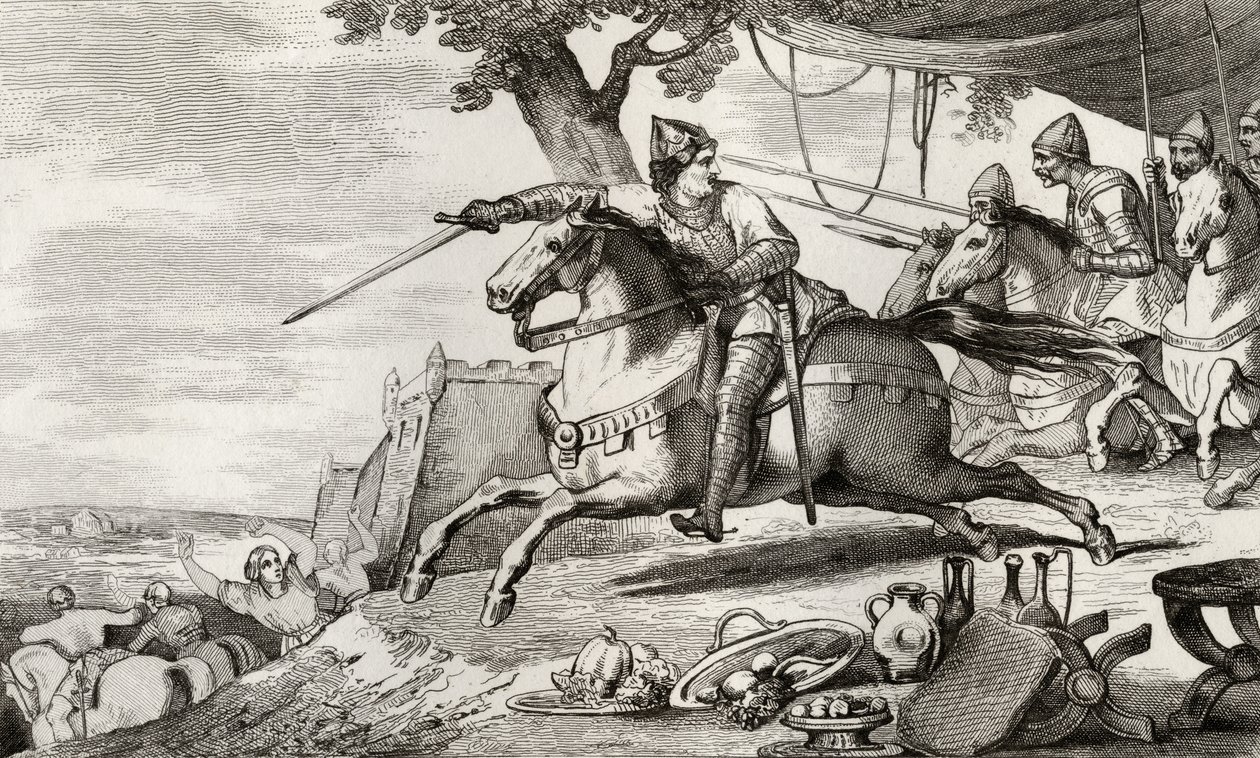 Lothair (941-86) johtaa armeijansa taisteluun Colartin "Histoire de Francesta", joka julkaistiin n. 1840 tekijältä French School