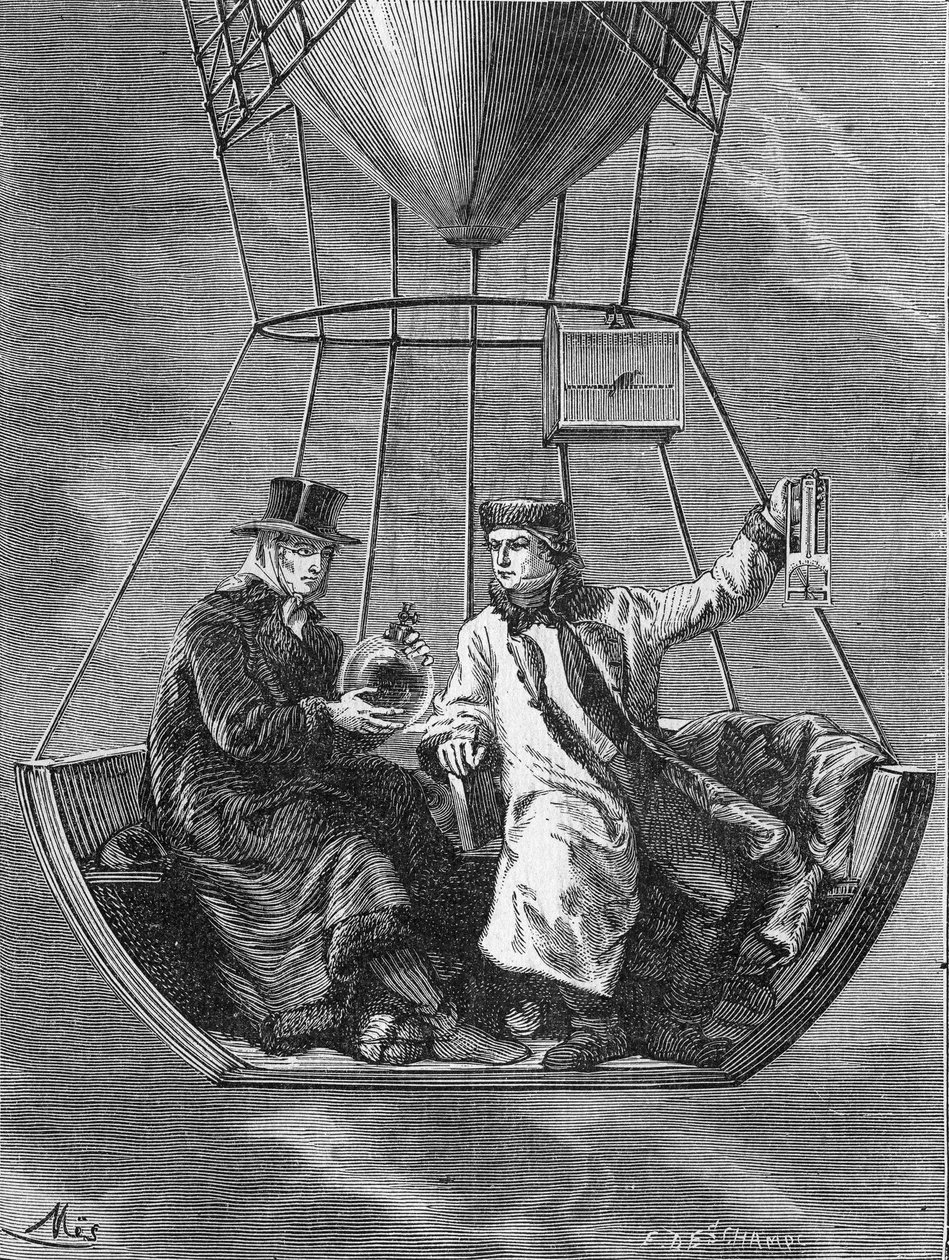 Louis-Joseph Gay-Lussac (Louis Joseph Gay Lussac) ja Biot tekevät fysiikan kokeita 4000 metrin korkeudessa - Album de la Science; maineikkaat tiedemiehet; Suuria löytöjä””” 1896. tekijältä French School