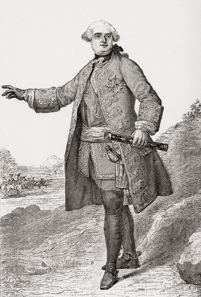 Louis Charles César Le Tellier, joka tunnetaan nimellä Estréesin herttua, 1695-1771. Ranskalainen sotilaskomentaja ja Ranskan marsalkka. Kirjasta Les Heures Libres, julkaistu 1908. tekijältä French School