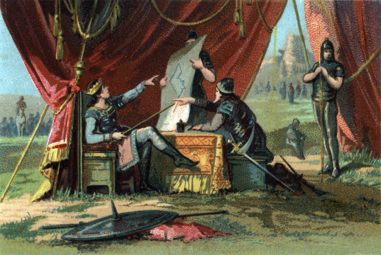 Ludvig III (ks. 863-882) ja Carloman II (867-884) piirittivät Wieniä turhaan. Kromolitografia ympärillä tekijältä French School