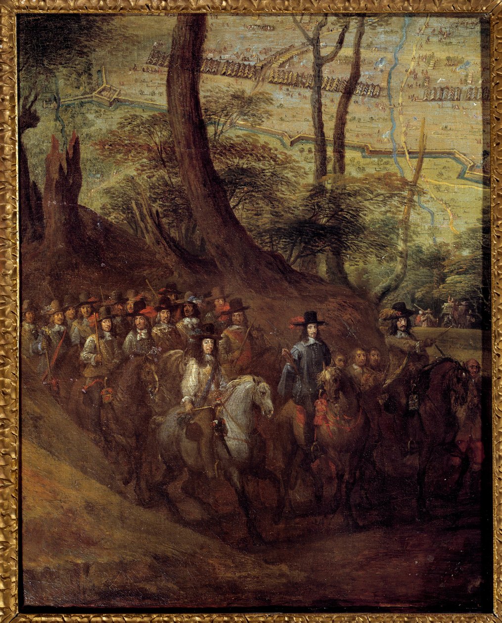 Ludvig II Bourbon, Conden prinssi (Bourbon-Conde) (Grand Conde) (1621-1686) tai Enghienin herttua piirittelemässä kaupunkia Maalaus ranskalaisesta koulusta 1600-luvulta. Aurinko 0,73x0,58 m tekijältä French School
