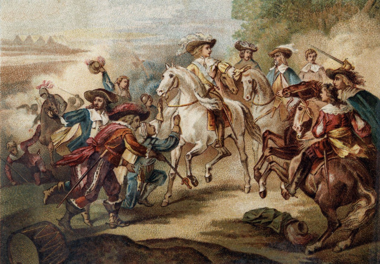 Ludvig II Bourbon, Conden prinssi (Bourbon-Conde) (Grand Conde) (1621-1686) "" Rocroylle"" (Rocroi). Kromolitografia. tekijältä French School