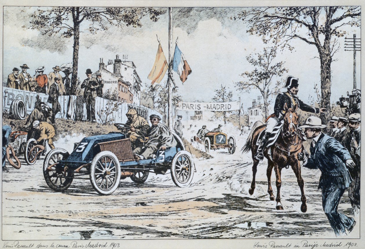 Louis Renault ajamassa Pariisista Madridiin vuonna 1903, noin 1903 tekijältä French School